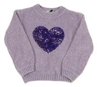Lila žinylkový svetr s překlápěcími flitry C&A