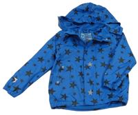 Modrá nepromokavá jarní bunda s hvězdami a kapucí TCM