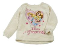 Smetanová chlupatá mikina s princeznami Disney