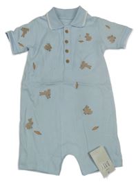 Nové - Světlemodrý kraťasový overal se zajíčky George