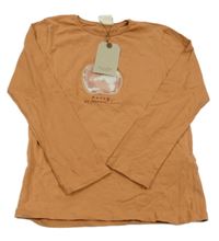 Nové - Oranžovobéžové triko s jablíčkem Zara