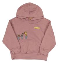 Starorůžová mikina se zvířaty a kapucí - Dikka