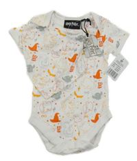 Nové - Bílo-oranžové body s obrázky + slinták - Harry Potter 