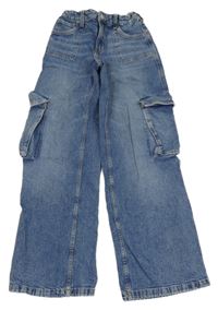 Modré wide leg cargo rifle H&M