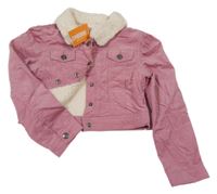 Nové - Růžová manšestrová zateplená košilová crop bunda Gymboree