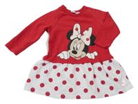Červeno-bílé teplákové šaty s Minnie a puntíkatou sukní H&M