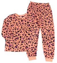 Neonově oranžové plyšové pyžamo se vzorem Primark