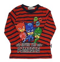Červeno-tmavomodré pruhované triko PJ Masks