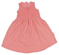 Růžové bavlněné šaty s krajkou H&M