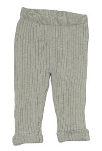 Šedé žebrované pletené kalhoty Primark