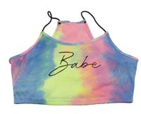 Barevně batikovaný crop top s nápisem Shein 