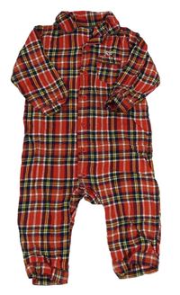 Červeno-barevný kostkovaný flanelový overal Jojo Maman Bébé