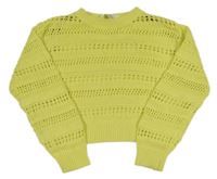Citronový crop svetr s dirkovaným vzorem H&M