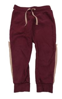 Vínovo-béžové tepláky s pruhy H&M