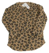 Nové - Béžovo-šedá vzorovaná huňatá mikina F&F