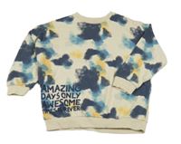 Béžovo-tmavomodrá batikovaná oversize mikina F&F