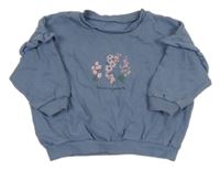 Světlemodrá mikina s volánky a kytičkami 