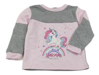 Šedo-růžoívá mikina s jednorožcem Kiki&Koko