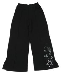 Černé široké tepláky s hvězdičkami H&M
