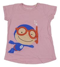 Světlerůžové tričko s potápěčem 