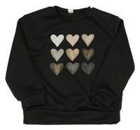 Černá mikina se srdíčky Shein