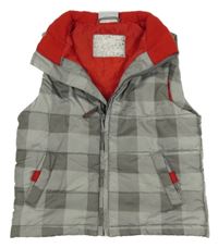 Šedá kostkovaná šusťáková zateplená vesta Dopodopo