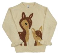 Smetanový chlupatý svetr s koloušky C&A