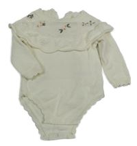 Smetanové pletené body s kytičkami a volánky George