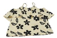 Béžový vrstvený crop top s květy Zara