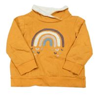 Okrová mikina s duhou a komínovým límcem Topolino