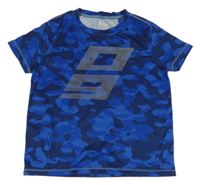 Tmavomodro-modré army sportovní funkční tričko s potiskem Crivit