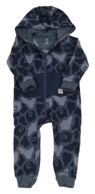 Tmavomodrá tepláková kombinéza s medvídky a kapucí F&F