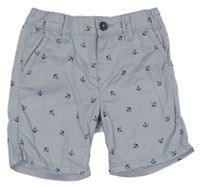 Světlemodré plátěné kraťasy s kotvami H&M