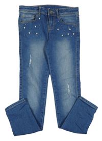 Modré rifle s korálky a prošoupáním C&A