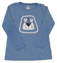 Modré melírované triko s tygrem Lupilu