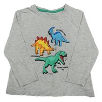 Šedé melírované triko s dinosaury Primark