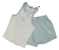 Nové - 2set - Bílo-modrý top s nápisem + světlemodré kraťasy New Look
