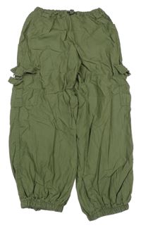 Khaki plátěné podšité cargo cuff kalhoty Next