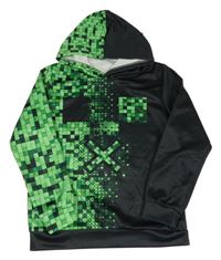Černo-zelená mikina s kapucí - Minecraft