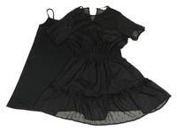 2set - Černé třpytivé šifonové šaty + spodnička F&F