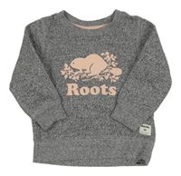 Šedo-černá melírovaná mikina s logem Roots