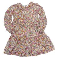 Smetanové kytičkované šaty s límečkem F&F
