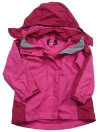 Tmavorůžovo/červená šusťáková outdoorová jarní bunda s ukrývací kapucí Peter Storm