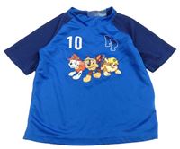 Modro-tmavomodré sportovní tričko s PAW PATROL a číslem nickelodeon