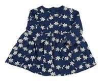 Tmavomodro-bílé květované teplákové šaty Mothercare