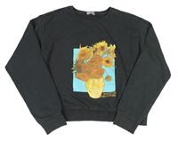 Tmavošedá crop mikina se slunečnicemi - Vincent van Gogh PRIMARK
