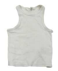 Bílý žebrovaný crop top H&M