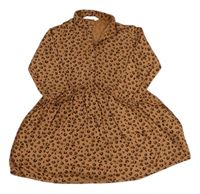 Hnědo-tmavohnědé vzorované košilové šaty H&M