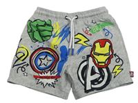 Šedé melírované plážové kraťasy s Avangers MARVEL