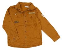 Medová podšitá košilová bunda s nápisy ORCHESTRA